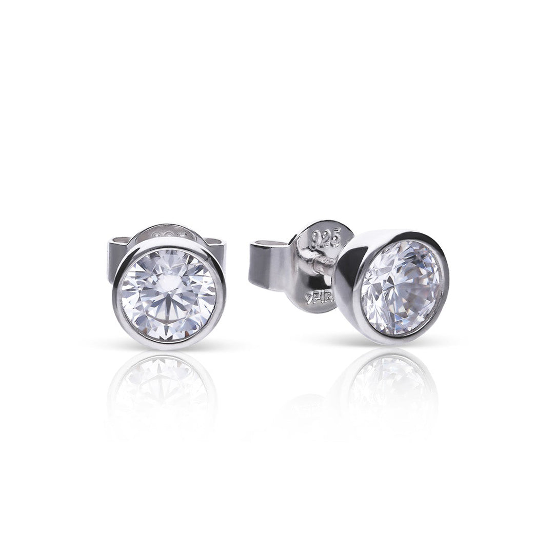 Gecko Jewellery Bezel Set Solitaire Stud Earrings with Diamonfire Zirconia