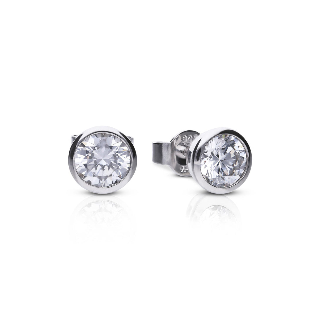 Gecko Jewellery Bezel Set Solitaire Stud Earrings with Diamonfire Zirconia