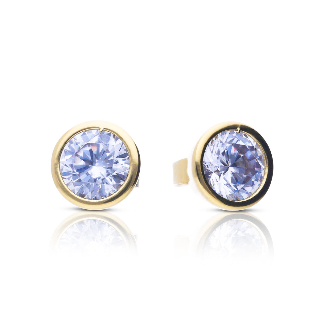 Gecko Jewellery Bezel Set Solitaire Stud Earrings with Diamonfire Zirconia
