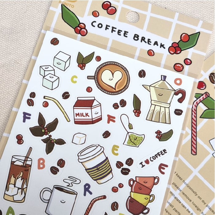LuLuFun Studio Bonito Coffee Break Decorative Journaling Stickers