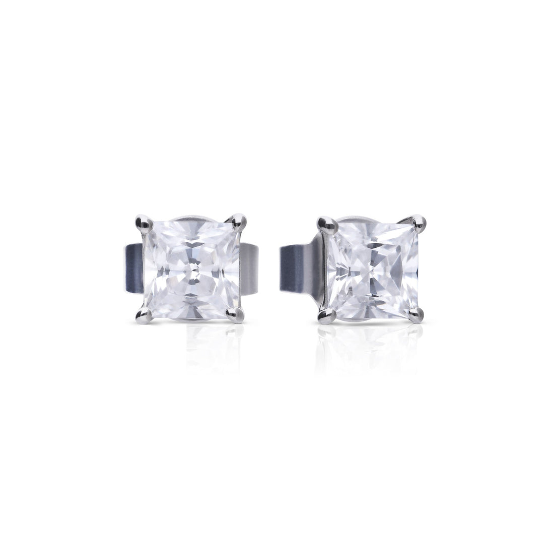 Gecko Jewellery Princess Cut 1.2ct Zirconia Stud Earrings – 4.5mm