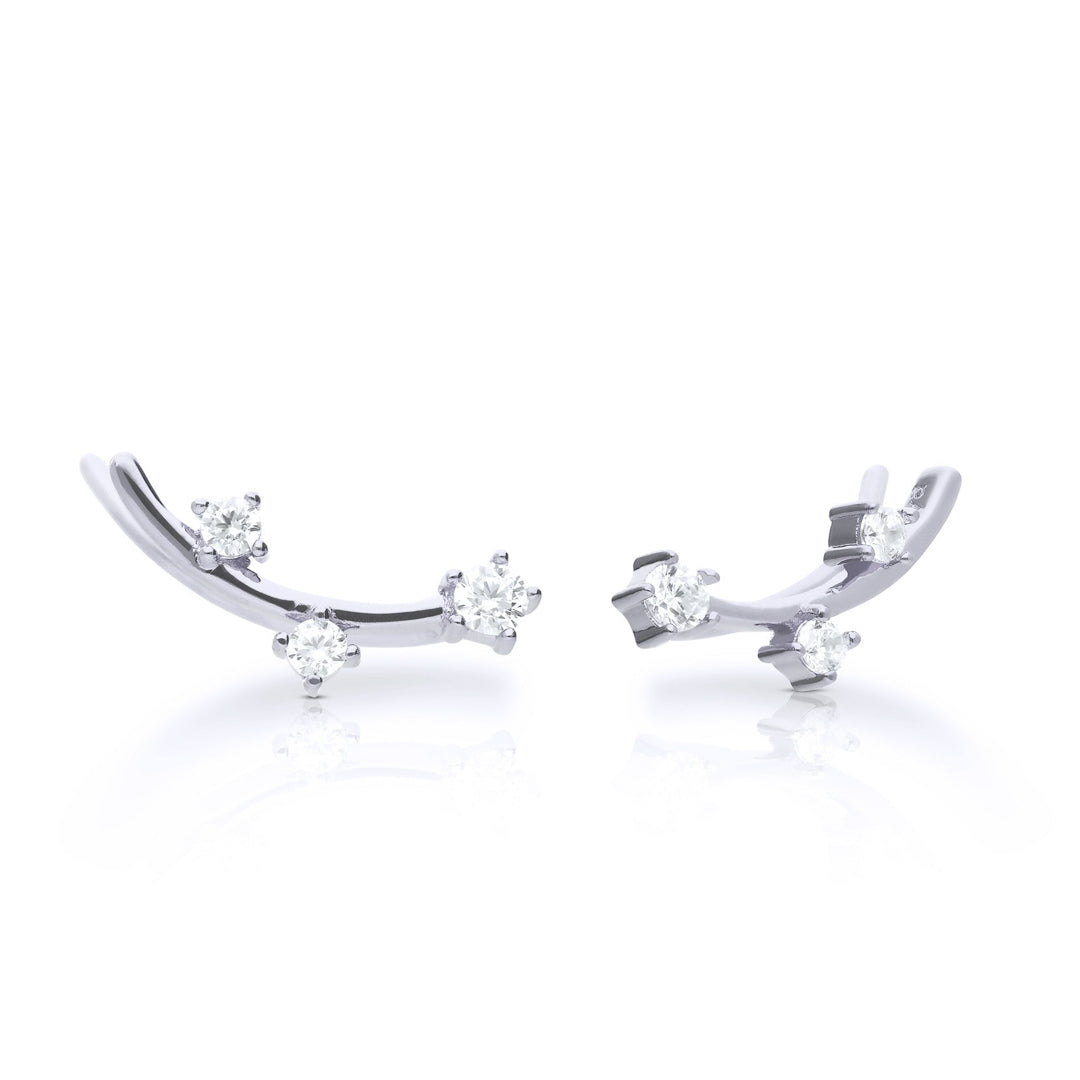 Diamonfire Bar Crawler Earrings by Gecko Jewellery Retail - Silver