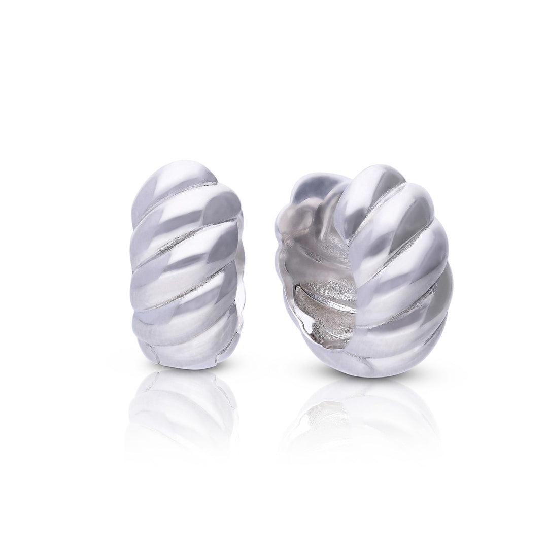Diamonfire Plain Ridged Hoop Earrings by Gecko Jewellery Retail