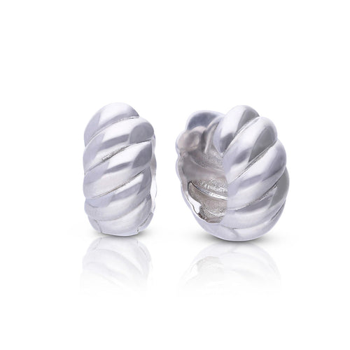 Diamonfire Plain Ridged Hoop Earrings by Gecko Jewellery Retail
