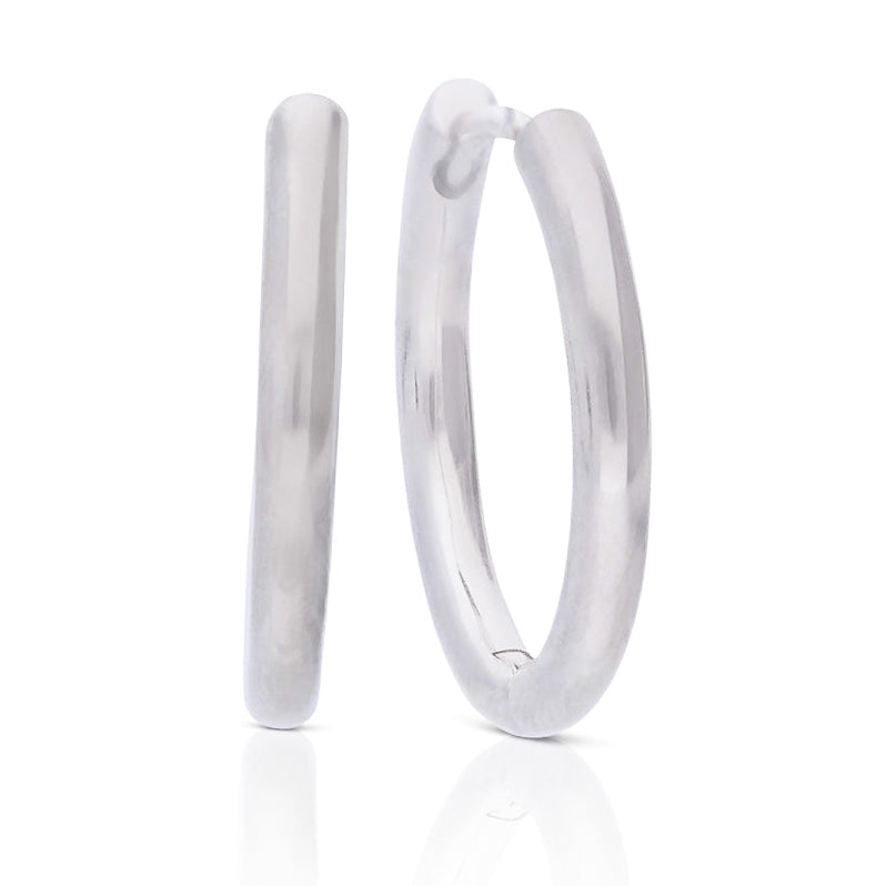 Diamonfire Plain Hoop Earrings by Gecko Jewellery – Classic Silver Style