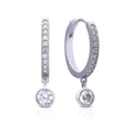 Gecko Jewellery Sterling Silver Pave Hoop Earrings with Zirconia Charm