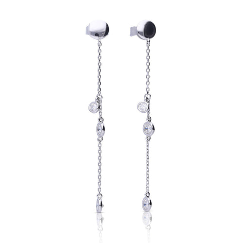 Diamonfire Bezel Set Zirconia Drop Earrings by Gecko Jewellery