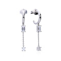 Diamonfire 3/4 Hoop Earrings with Zirconia Chain Drop - Gecko Jewellery