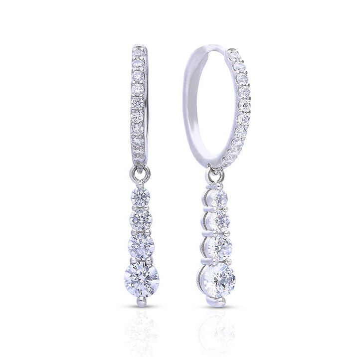 Diamonfire Graduating Stones Drop Hoop Earrings by Gecko Jewellery
