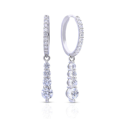 Diamonfire Graduating Stones Drop Hoop Earrings by Gecko Jewellery