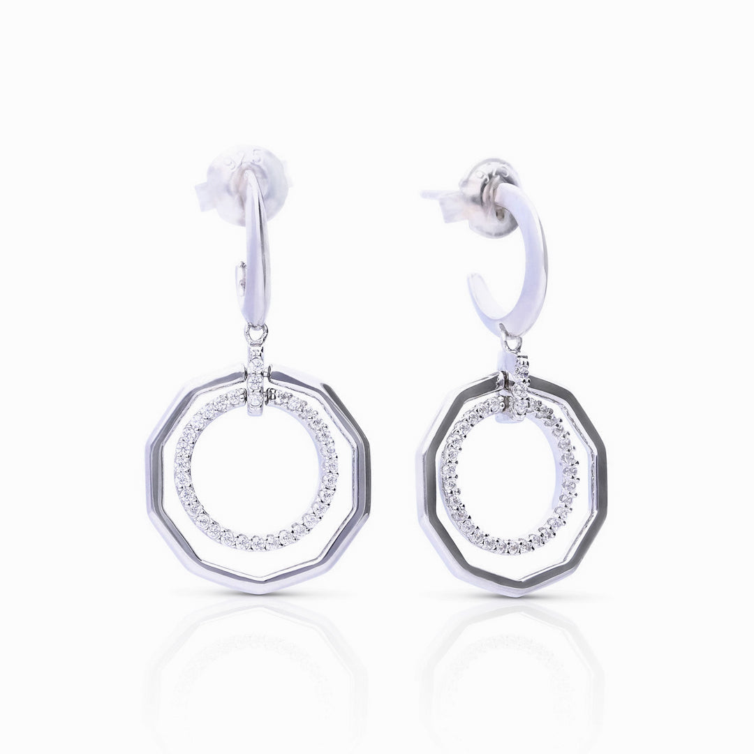 Diamonfire 3/4 Hoop Earrings – Pave and Plain Circles by Gecko