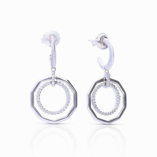 Diamonfire 3/4 Hoop Earrings – Pave and Plain Circles by Gecko