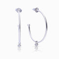 Diamonfire Large 3/4 Hoop Earrings with Zirconia Charm - Silver