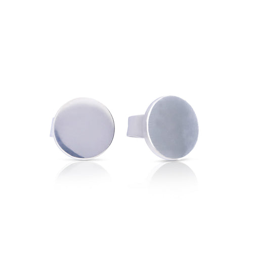 Diamonfire Plain Disc Stud Earrings by Gecko Jewellery - Sterling Silver