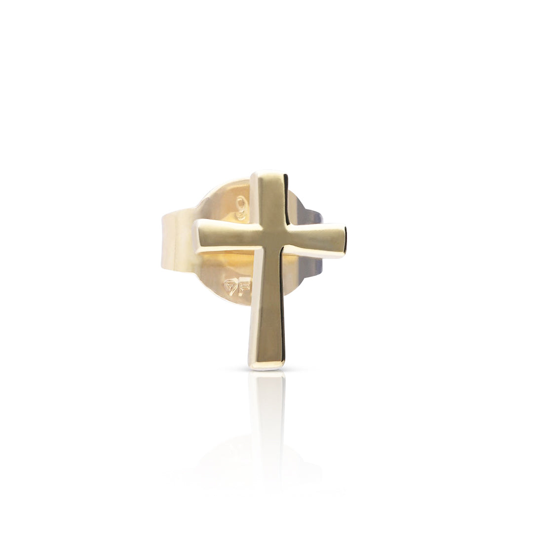 Diamonfire Single Plain Cross Stud Earring in Sterling Silver | Gecko