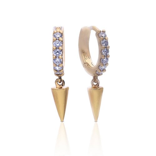 Gecko Jewellery Pave Hoop Earrings with Spike Charm in Silver & Gold