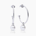 Diamonfire 3/4 Hoop Earrings with Shell Pearl Charm - Gecko Jewellery
