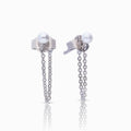 Diamonfire Shell Pearl Stud Earrings with Chain Drop – Gecko Jewellery