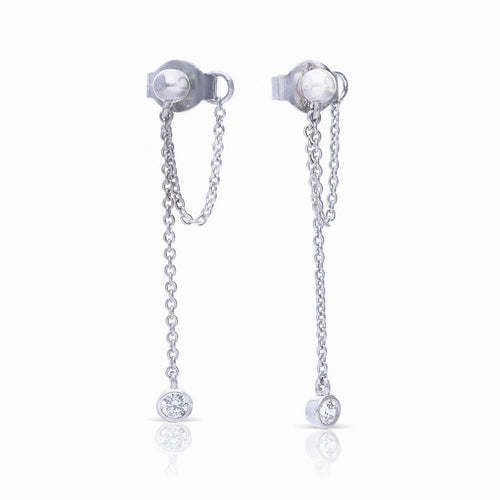 Diamonfire Zirconia Chain Drop Stud Earrings by Gecko Jewellery