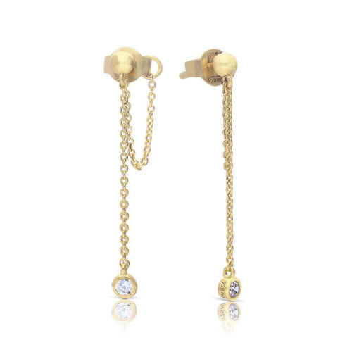Diamonfire Zirconia Chain Drop Stud Earrings by Gecko Jewellery