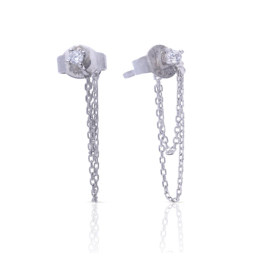 Diamonfire Double Chain Drop Stud Earrings by Gecko Jewellery Retail