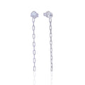 Gecko Jewellery Sterling Silver Chain Drop Stud Earrings with Zirconia
