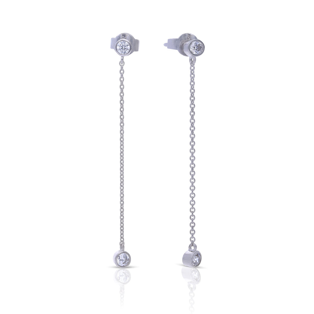 Diamonfire Bezel Set Chain Drop Earrings by Gecko Jewellery Retail