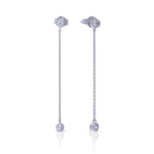 Diamonfire Bezel Set Chain Drop Earrings by Gecko Jewellery Retail