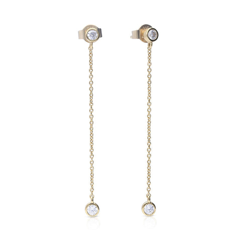 Diamonfire Bezel Set Chain Drop Earrings by Gecko Jewellery Retail