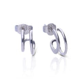 Diamonfire Double Loop Stud Earrings in Silver by Gecko Jewellery