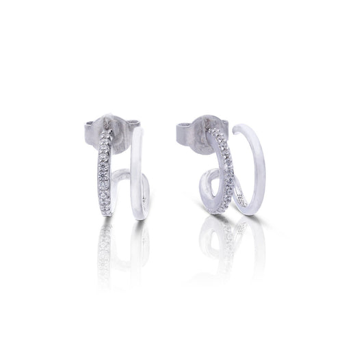 Diamonfire Double Loop Stud Earrings with Zirconia | Gecko Jewellery