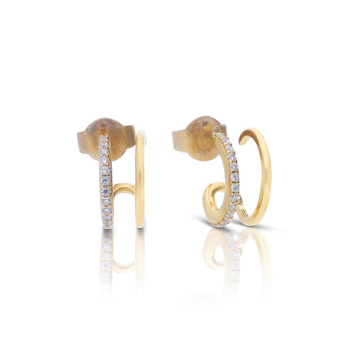 Diamonfire Double Loop Stud Earrings with Zirconia | Gecko Jewellery