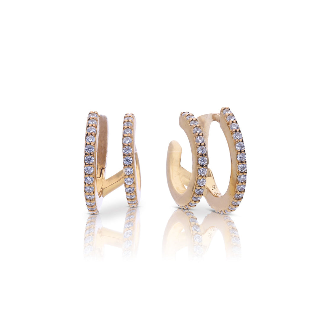 Gecko Jewellery Sterling Silver Double Row Diamonfire Hoop Earrings