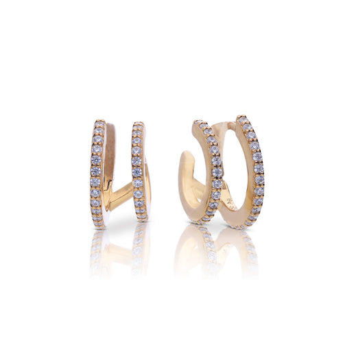 Gecko Jewellery Sterling Silver Double Row Diamonfire Hoop Earrings
