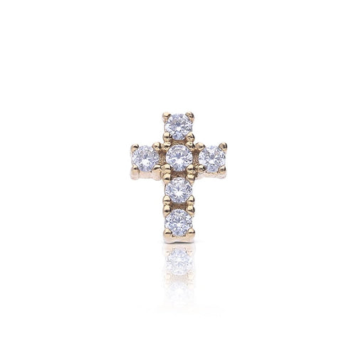 Diamonfire Single Cross Stud Earring by Gecko Jewellery - Silver Finish