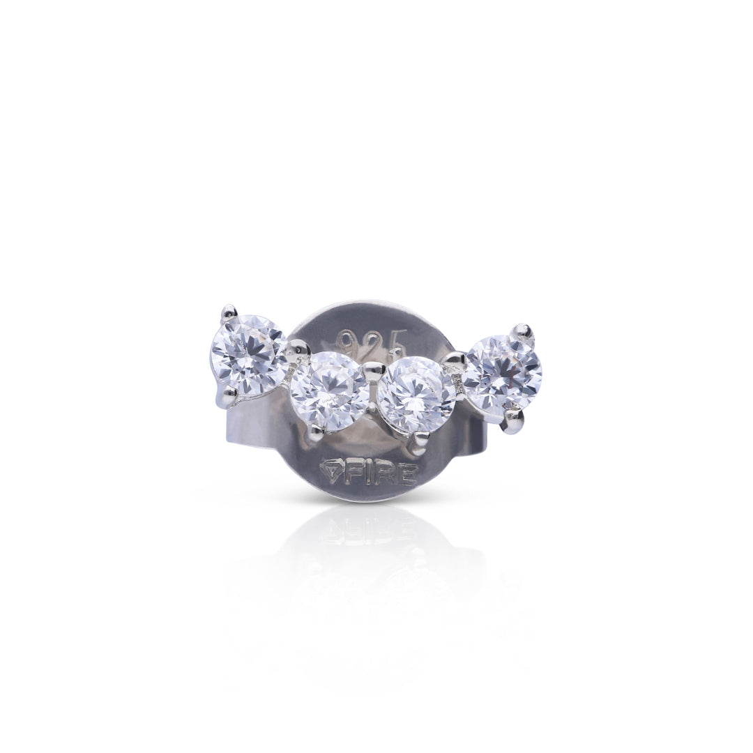 Diamonfire Single Four Stone Crawler Stud Earring by Gecko Jewellery