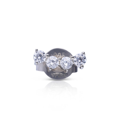 Diamonfire Single Four Stone Crawler Stud Earring by Gecko Jewellery