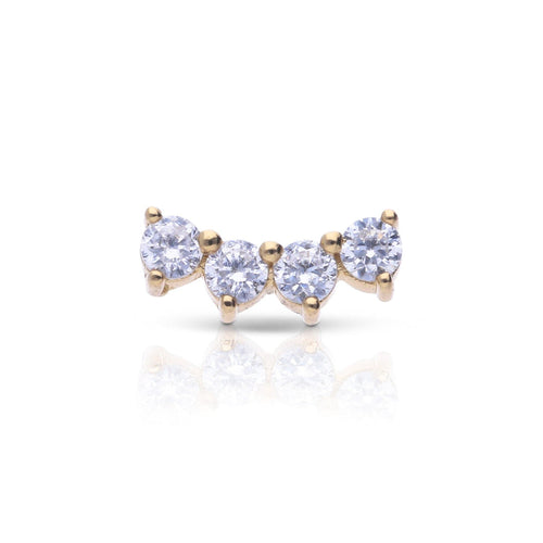 Diamonfire Single Four Stone Crawler Stud Earring by Gecko Jewellery