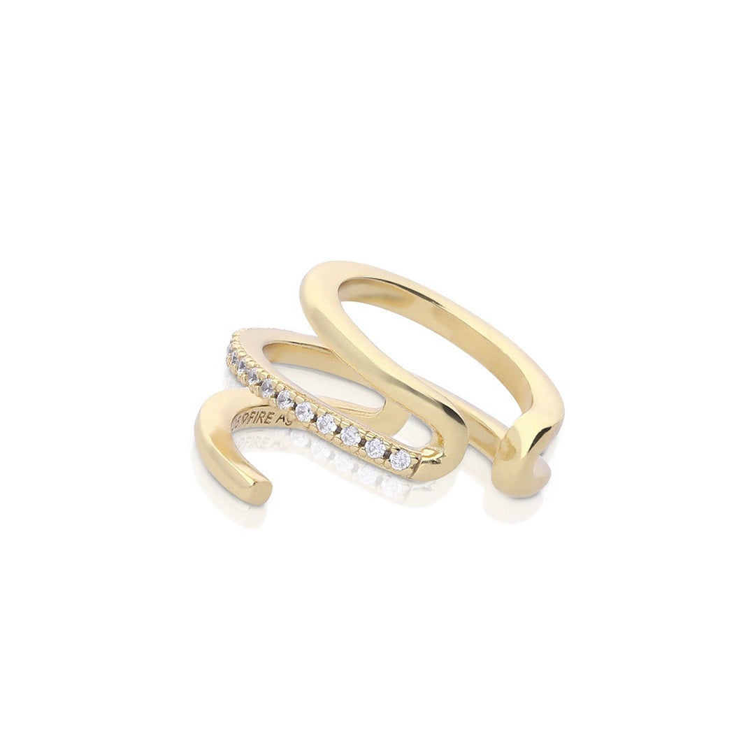 Gecko Jewellery Cubic Zirconia Ear Cuff in Sterling Silver & Gold