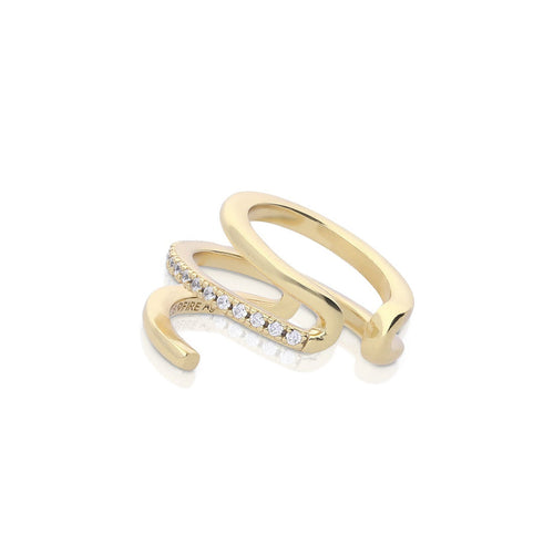 Gecko Jewellery Cubic Zirconia Ear Cuff in Sterling Silver & Gold