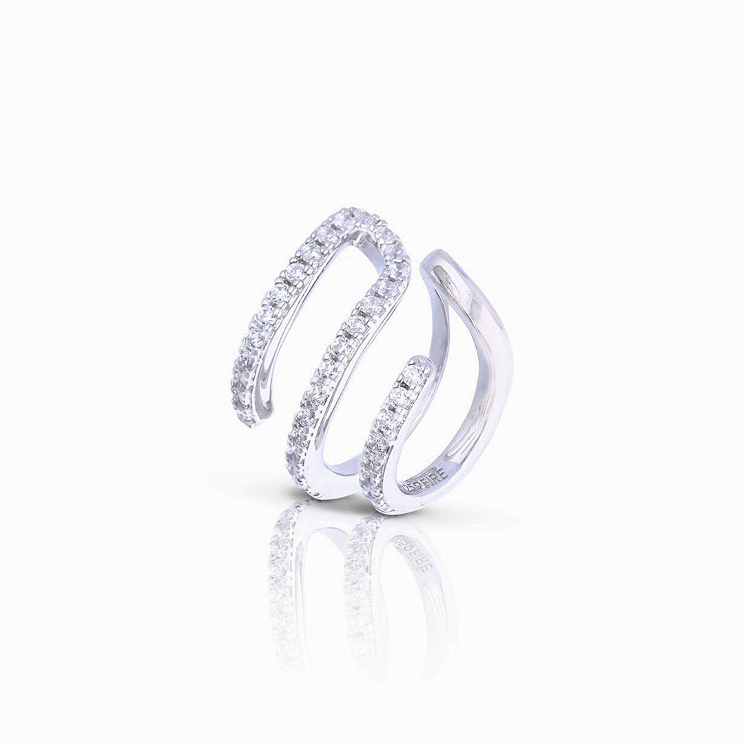 Diamonfire Pave Set Ear Cuff by Gecko Jewellery - Sterling Silver