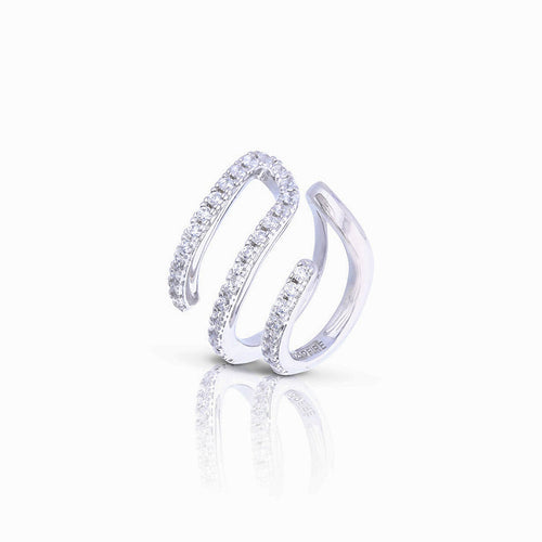 Diamonfire Pave Set Ear Cuff by Gecko Jewellery - Sterling Silver