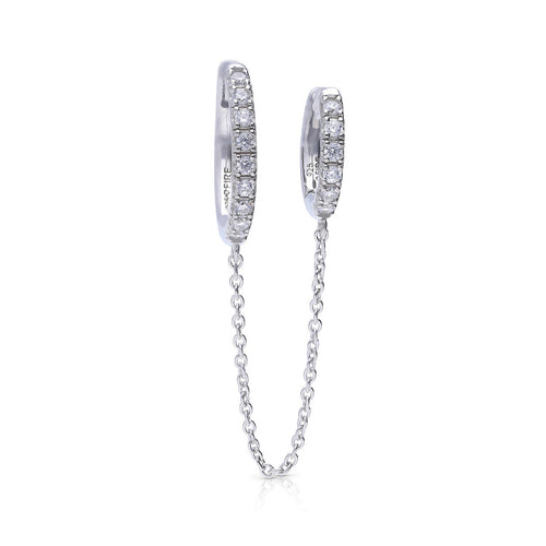 Diamonfire Double Hoop Earring with Chain Connector – Gecko Jewellery