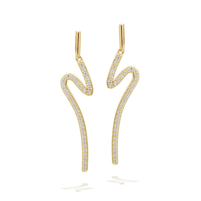 Gecko Jewellery Sterling Silver Wave Drop Earrings with Zirconia