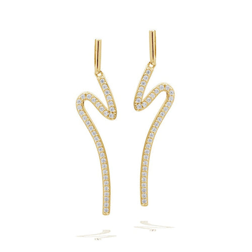 Gecko Jewellery Sterling Silver Wave Drop Earrings with Zirconia