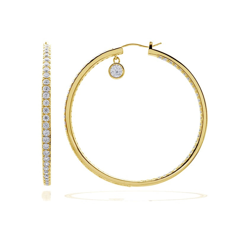 Gecko Jewellery Sterling Silver Creole Hoop Earrings with Zirconia