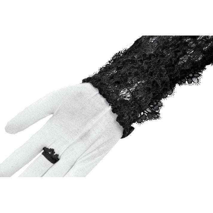 Dark in Love Erzebeth Gothic Arm Warmers – Black Lace-Up Gloves