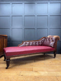 Victorian Mahogany Chaise Longue Day Bed Sofa Antique Carved Frame on Castors