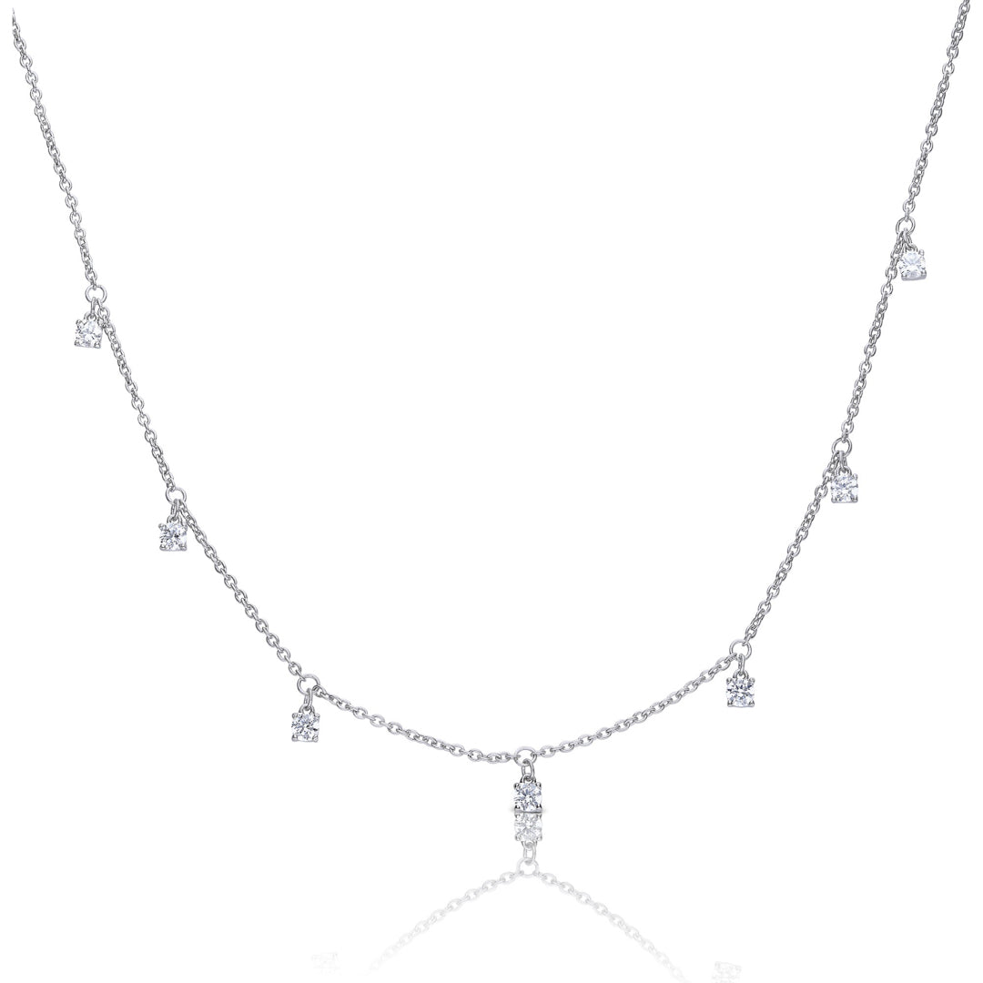 Gecko Jewellery Claw Set Zirconia Station Necklace in Sterling Silver
