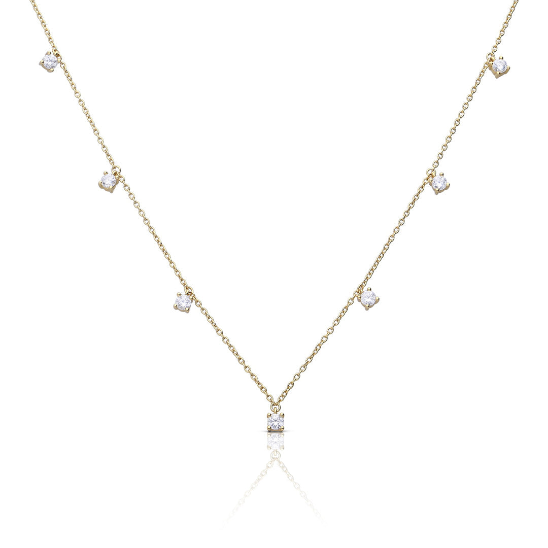 Gecko Jewellery Claw Set Zirconia Station Necklace in Sterling Silver